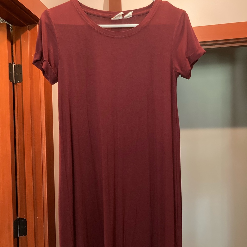 C&C California XS burgundy t-shirt dress